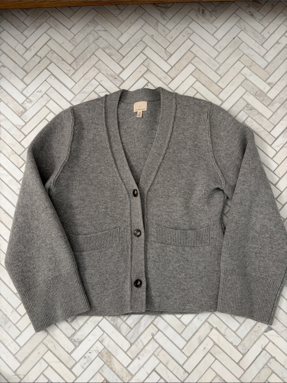 H&M Collection Wool Cashmere Grey V-Neck Button Cardigan